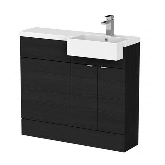  Hudson Reed Fusion Floorstanding Combination Unit & Semi Recessed Square Basin 1000mm (2-Door) - Charcoal Black - welovecouk