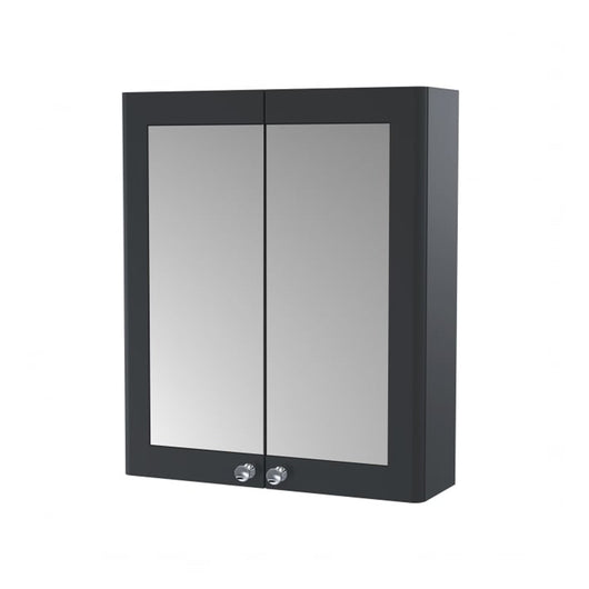  Nuie Classique 600mm 2-Door Mirrored Bathroom Cabinet - Satin Anthracite