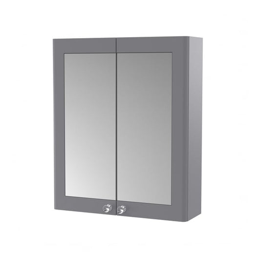  Nuie Classique 600mm 2-Door Mirrored Bathroom Cabinet - Satin Grey