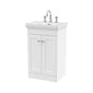 Nuie Classique 500mm Floor Standing 2-Door Unit & 3TH Basin - Satin White - welovecouk