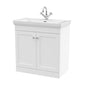 Nuie Classique 800mm Floor Standing 2-Door Unit & 1TH Basin - Satin White - welovecouk