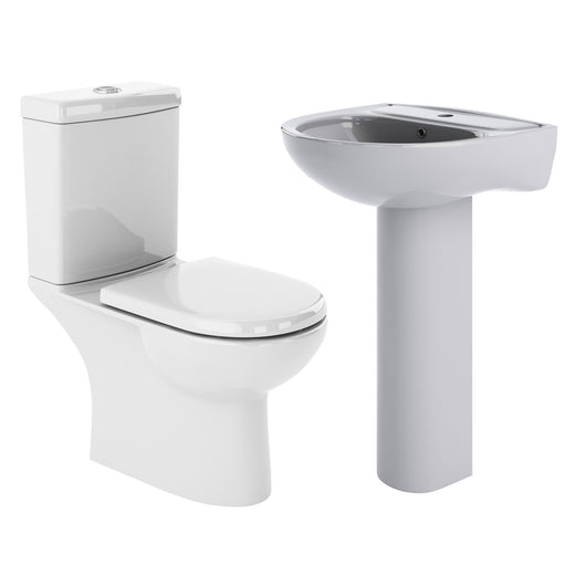 Lawton Compact Close Coupled Toilet & 550mm 1TH Full Pedestal Basin