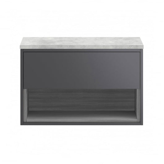  Hudson Reed Coast Wall Hung 800mm Cabinet & Grey Worktop - Gloss Grey / Driftwood