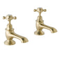 BC Designs Brushed Gold Crosshead Bath Pillar Taps