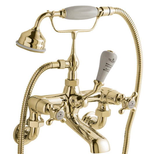  BC Designs Victrion Gold Wall Mounted Crosshead Bath Shower Mixer