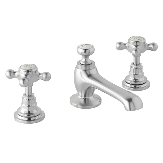  BC Designs Victrion Brushed Chrome Crosshead 3 Tap Hole Basin Mixer