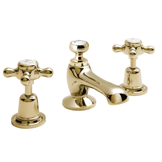  BC Designs Victrion Gold Crosshead 3 Tap Hole Basin Mixer
