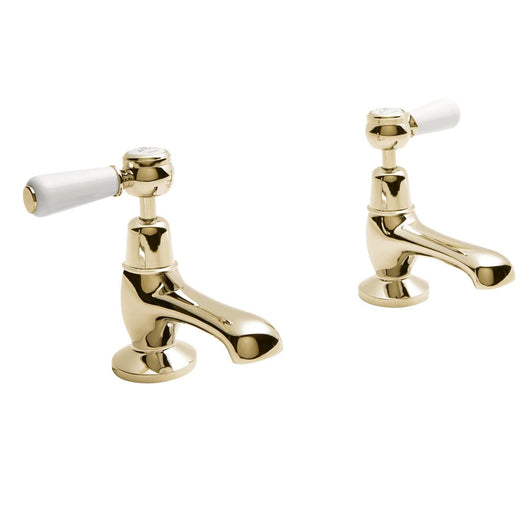  BC Designs Gold Lever Basin Pillar Taps