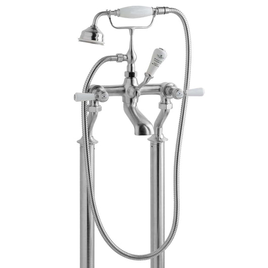  BC Designs Victrion Brushed Chrome Deck Mounted Lever Bath Shower Mixer