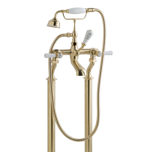  BC Designs Victrion Brushed Gold Deck Mounted Lever Bath Shower Mixer