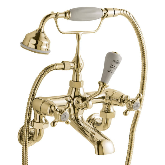  BC Designs Victrion Gold Wall Mounted Lever Bath Shower Mixer