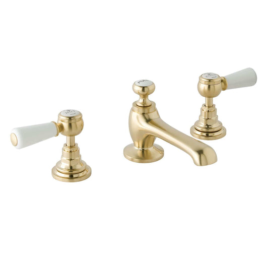  BC Designs Victrion Brushed Gold Lever 3 Tap Hole Basin Mixer