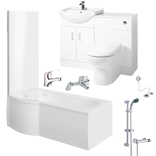  Monty 1700 P-Shaped Complete Combination Bathroom Suite