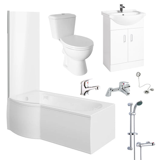  Monty 1700 P-Shaped Complete Vanity Bathroom Suite