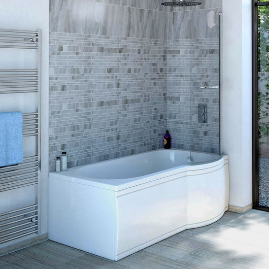  Cove P-Shaped 1700 x 850/700 Shower Bath with Bath Screen - welovecouk