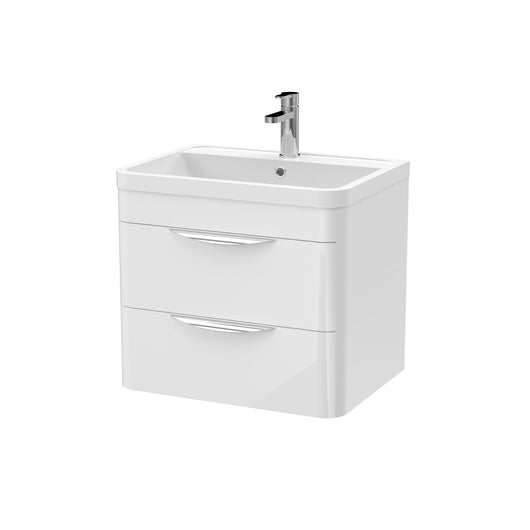  Nuie Parade 600mm Wall Hung Cabinet & Ceramic Basin - Gloss White - welovecouk