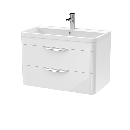  Nuie Parade 800mm Wall Hung Cabinet & Ceramic Basin - Gloss White - welovecouk