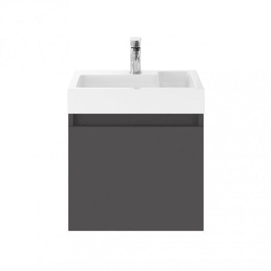  Mura Wall Hung 1-Door Vanity Unit L-Shaped Basin 500mm - Gloss Grey