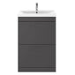 Mantello Black 600mm Floor Standing 2-Drawer Basin Vanity Unit - Gloss Grey
