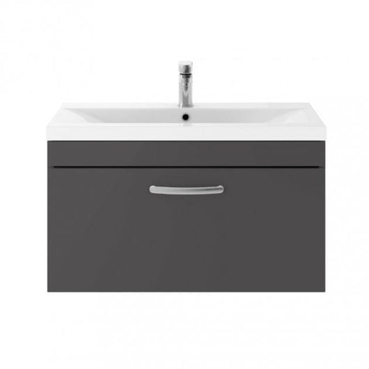  Mantello 800 Wall Hung Single Drawer Basin Vanity Unit Basin - Gloss Grey