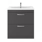 Mantello 800mm Floor Standing 2-Drawer Basin Vanity Unit - Gloss Grey