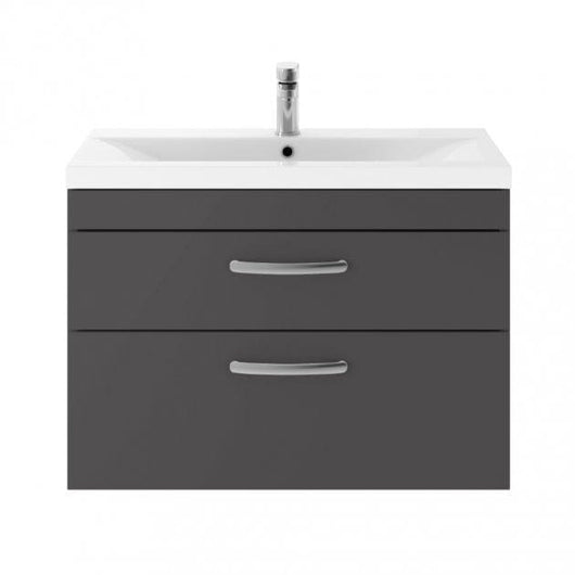  Mantello 800 Wall Hung 2-Drawer Basin Vanity Unit- Gloss Grey