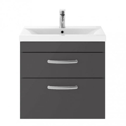  Mantello 600 Wall Hung 2-Drawer Vanity Unit with Basin - Gloss Grey