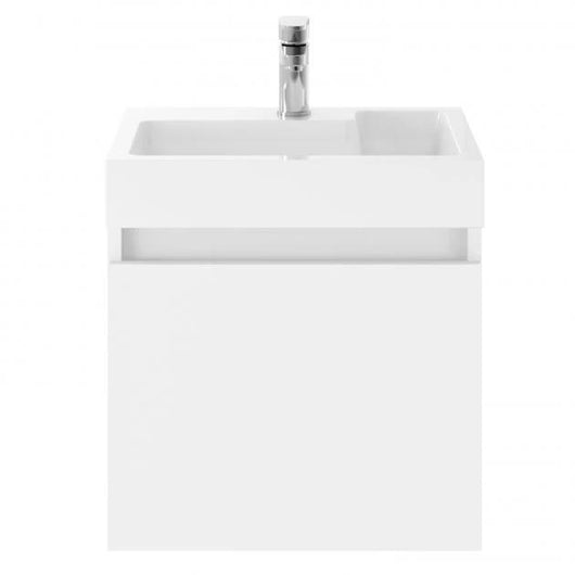  Mura Wall Hung 1-Door Vanity Unit L-Shaped Basin 500mm - Gloss White