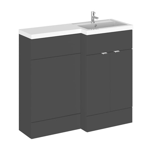  Siena 1000mm Vanity & WC Set with Round Pan - Gloss Grey - welovecouk