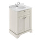 Old London 600mm 2-Door Vanity Unit & Single Bowl Grey Marble Top 1 Tap Hole - Timeless Sand - welovecouk