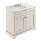 Old London 1000mm 2-Door Vanity Unit & Single Bowl Grey Marble Top 3 Tap Hole - Timeless Sand - welovecouk