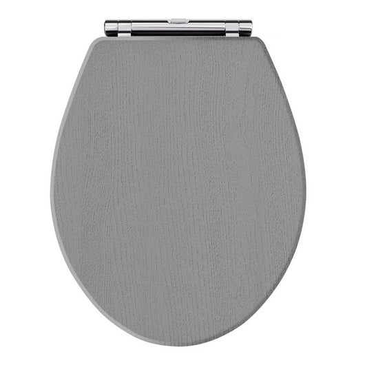  Old London Wooden Toilet Seat Chrome Hinges - Storm Grey - welovecouk