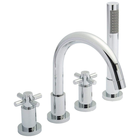  Hudson Reed Tec Crosshead 4 Hole Bath Shower Mixer Tap With Kit & Hose Retainer