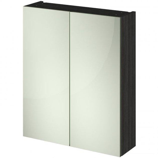  Nuie Fusion Wall Mounted 2-Door Mirrored Cabinet - Charcoal Black