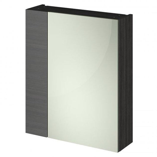  Nuie Fusion 600mm 2-Door Mirrored Cabinet - Charcoal Black