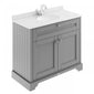 Old London 1000mm 2-Door Vanity Unit & Single Bowl White Marble Top 1 Tap Hole - Storm Grey - welovecouk
