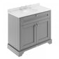 Old London 1000mm 2-Door Vanity Unit & Single Bowl White Marble Top 3 Tap Hole - Storm Grey - welovecouk