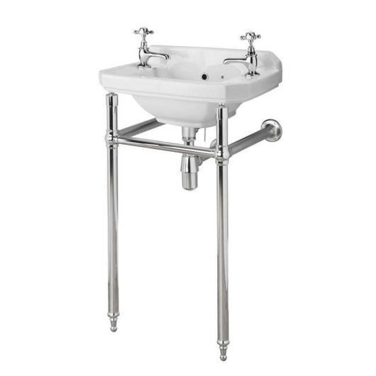  Bayswater Fitzroy 2 Tap Hole 515mm Cloakroom Basin & Chrome Washstand