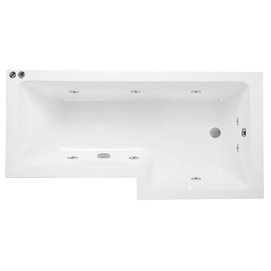  1600 x 850mm L-Shaped 8-Jet Whirlpool Bath - welovecouk