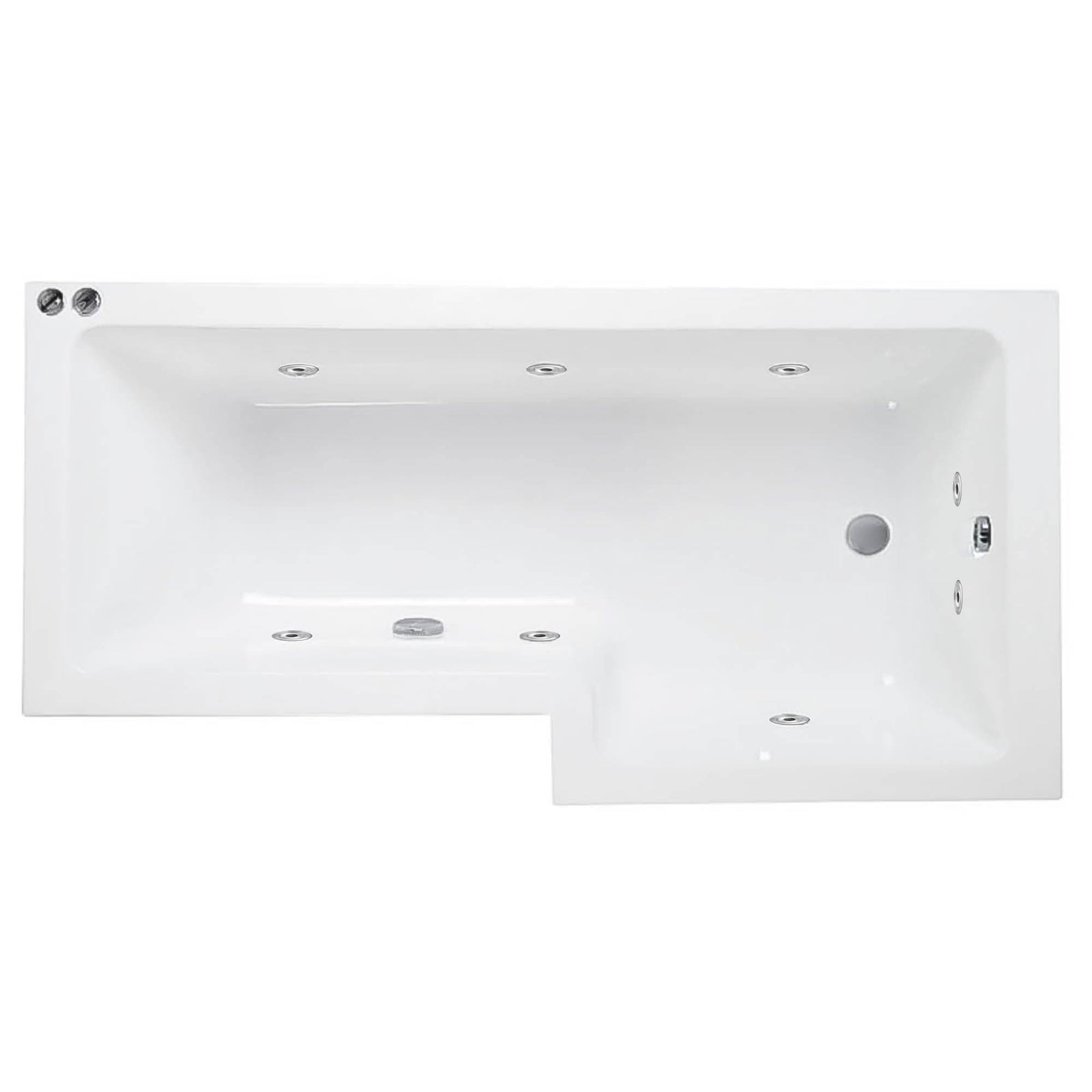 1700 x 850/700mm L-Shaped 8-Jet Whirlpool Bath | welovecouk
