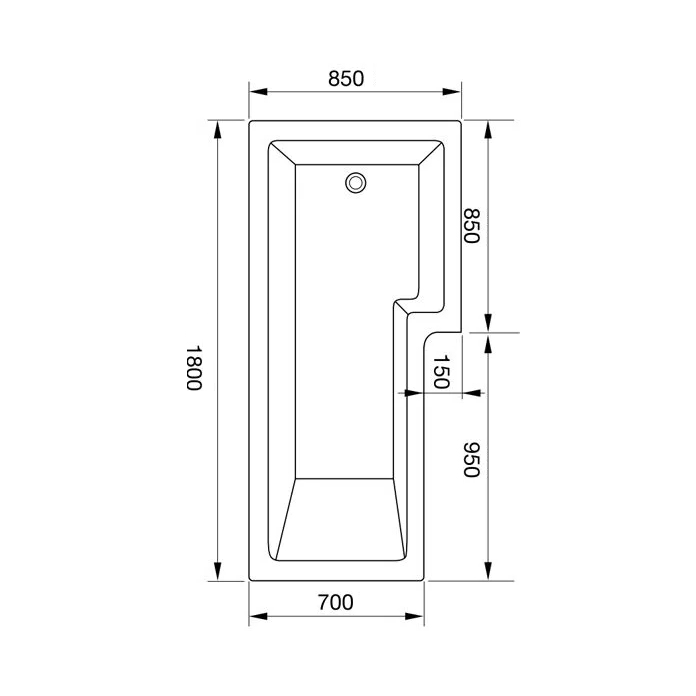 Reinforced LShaped Square Shower Bath 1800 x 850 Shower Bath Including