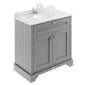 Old London 800mm 2-Door Vanity Unit & Single Bowl White Marble Top 1 Tap Hole - Storm Grey - welovecouk