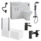 Mayford 1600 L Shaped Matt Black Complete Shower Bathroom Suite