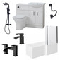 Mayford 1600 L Shaped Matt Black Complete Shower Bathroom Suite