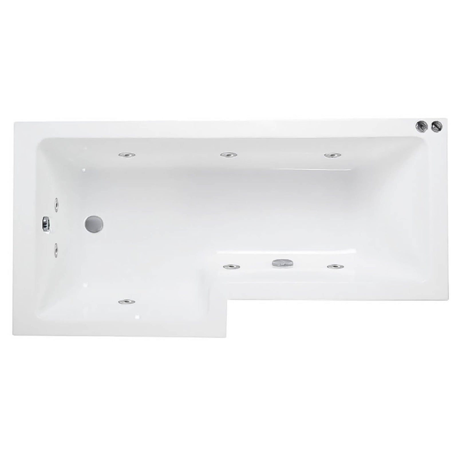 1700 x 850/700mm L-Shaped 8-Jet Whirlpool Bath | welovecouk