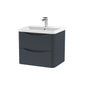Nuie Lunar 600mm Wall Hung 2 Drawer Unit & Polymarble Basin - Satin Anthracite