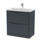 Nuie Lunar 800mm Floor Standing 2 Drawer Unit & Ceramic Basin - Satin Anthracite