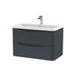 Nuie Lunar 800mm Wall Hung 2 Drawer Unit & Polymarble Basin - Satin Anthracite