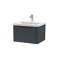 Nuie Lunar 600mm Wall Hung 1 Drawer Unit & Ceramic Basin - Satin Anthracite