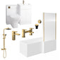 Monty 1600 L-Shaped Brushed Brass Combination Complete Bathroom Suite